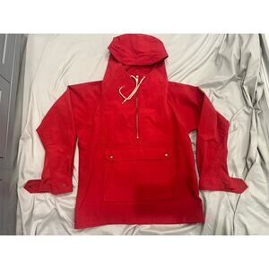 Pendleton Portland Collection Red Waxed Nylon Anorak Pullover Jacket Hooded